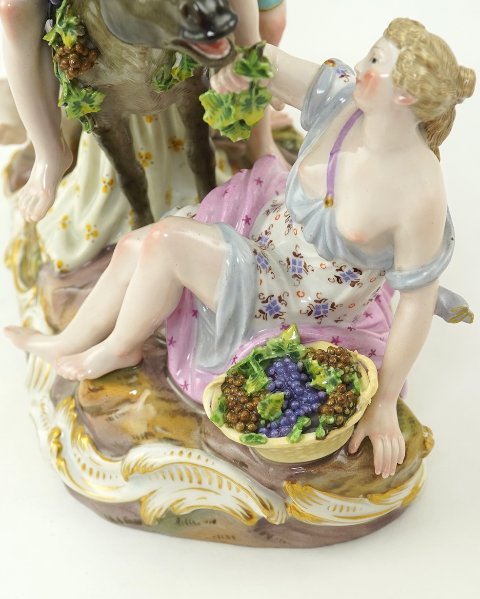 A Meissen figure group of the Drunken Silenus, after a model by J J Kändler, 19th century